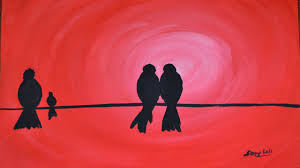 Black And Red Paintings Easy Painting A Love Birds Simple And Easy Silhouette Poster Color Https Youtu Be Gbkd3fdcb1o Poster Color Painting Silhouette Painting Bird Poster