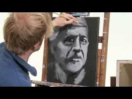 ein 10 minutenportrat malen mit zwei farben portrait in schwarz weiss gesicht malen malerei videos idee farbe