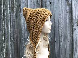 Chunky Crochet Hat Witch Hat Pixie Hat Ear Flap Hat Womens Etsy