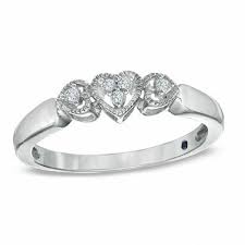 Cherished Promise Collection Diamond Accent Triple Heart Promise Ring In Sterling Silver Size 6