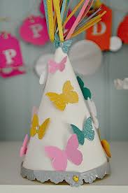 Homemade Birthday Hats For Adults Make Diy Paper Party Hats Bunting And Decorations Butterfly Party Decorations Diy Butterfly Decorations Party Butterfly Birthday Party Decorations