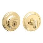 Prestige 380 Round Single Cylinder Deadbolt Featuring SmartKey in Lifetime Polished Brass Baldwin
