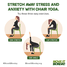 On the linked pages you can find the basic pose, it's various other names, health. 3 Chair Yoga Poses For All Fitness Levels This Monday Move It Monday