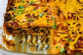 Better than takeout, this cheesy enchilada casserole is made with homemade enchilada sauce. Easy Ground Beef Enchilada Casserole Mom S Dinner