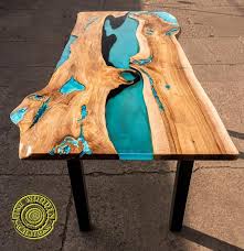 Live Rand Fresin Fluss Esstisch Mit Led Beleuchtung Und Batterien Mit Naturlichem Licht Turkis Leuchtendes Harz Bar Hohe In 2020 Led Led Beleuchtung Und Esstisch