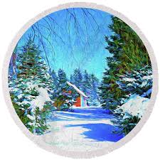 Red Shack Tucked Away in Winter Coffee Mug by Carol Randall
