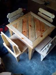 Diy Pallet Dining Table And Chairs For Kids In 2020 Kids Table And Chairs Diy Kids Table Pallet Dining Table