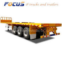 3 Axle Cargo Container Transport Flatbed Truck Semi Trailer with Front Board