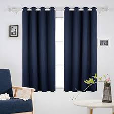Deconovo Lot De 2 Rideaux Occultants Pour Salon Design Moderne Rideaux De Cuisine De Porte Fenetre A Oeillets 140x180cm Bleu Marine