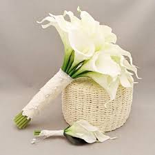 A flower bouquet is a collection of flowers in a creative arrangement. Simple And Elegant Round Pe Lace Flower Sets Boutonniere Bridal Bouquets 123069405 Jj S House