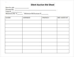 Printable Silent Auction Bid Sheet Template Silent Auction Bid Sheets Auction Bid Silent Auction