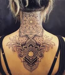 This stunning design sits directly in the middle of her back. Neck Mandala Tattoo C Evelyn Hankovszki Tattoos Mandala Tattoo Neck Mandala Tattoo Design