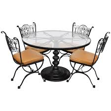 Shop for patio dining sets and bring your favourite humans together with the perfect dining table. Woodard Andalusian Wrought Iron Patio Dining Set Round Table 4 Chairs At 1stdibs