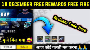 Free fire is a multiplayer battle royale game in which 50 player have to survive in a circle and have to kill other peoples. Today 18 December Free Rewards Free Fire Free Fire Battle Arena Redeem Code Today Redeem Code Youtube