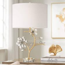 Possini Euro Lani Gold Floral Crystal Table Lamp 63v67 Lamps Plus Crystal Table Lamps Table Lamp Contemporary Table Lamps