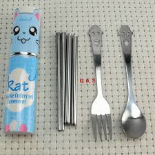 Sendok garpu sumpit set stainess steel 304/ alat makan portable hadiah Sendok Makan Portable Praktis Dan Mudah Dibawa