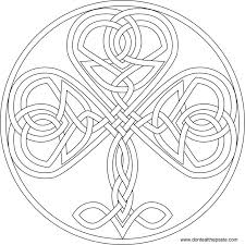 Shamrock Coloring Page And Embroidery Pattern Celtic Coloring Coloring Pages Celtic Designs