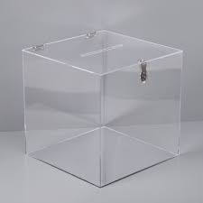Other shapes of boxes for wedding cards resemble a wedding cake or a stack of luggage. Clear Acrylic Wedding Wishing Well Silver Base Money Gift Card Box