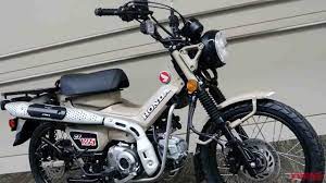2020年6月に41万円前後で発売見込みとお伝えしていたct125だが ついにその姿をキャッチした 写真は販売店向け商品説明会で展示されたものということで 1点しか入手できなかったのは残念だが 価格情報など詳細も知ることができたのでお伝えしたい ハンターカブ