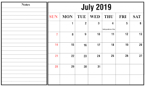 Printable July 2019 Calendar With Holidays Pdf Excel Word Printable Template Calendar