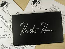 Perfectly sized for purse or pocket. Personalized Signature Name Engraved Custom Business Card Holder Case Gift Custom Business Card Holder Personalized Signature Signature Name