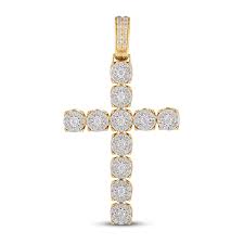 Embrace your faith with this stunning 14k white gold diamond studded cross pendant. Men S Diamond Cross Pendant 2 1 2 Ct Tw 10k Yellow Gold Kay Outlet