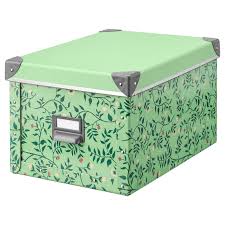 Fjalla Kasten Mit Deckel Hellgrun Geblumt Storage Boxes With Lids Clothes Storage Boxes Decorative Boxes