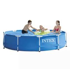 Intex Round Metal Frame Above Ground Family Swimming Pool Set Pond 305 76cm Swimming Pool Filters Above Ground Swimming Pools Family Swimming