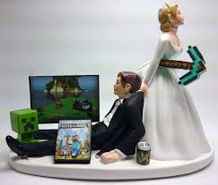 Minecraft Funny Wedding Cake Topper Bride And Groom Funny Wedding Cake Toppers Wedding Cake Topper Etsy Minecraft Funny
