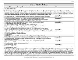 Server Side Work Chart Workplace Wizards Restaurant