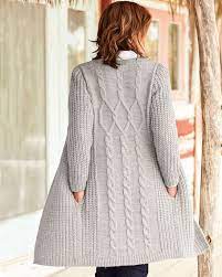 Made from a supersoft acrylic yarn with deep front pockets and side splits. Longline Cable Coatigan At Cotton Traders