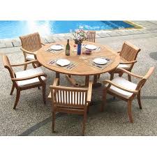 Teak Dining Set 6 Seater 7 Pc 60 Round Table And 6 Stacking Arbor Arm Chairs Outdoor Patio Grade A Teak Wood Wholesaleteak Wmdsab7 Walmart Com Teak Patio Furniture Teak Dining Table Patio Furnishings
