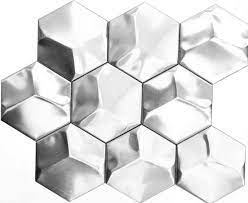 Edelstahl mosaik ist benutzt entweder in außen oder innen. Mosaik Fliese Edelstahl Silber Hexagon 3d Stahl Geburstet Fliesenspiegel Kuche Mos129 Hxm20sd M