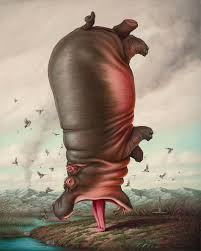 Strangely Posed Animal Paintings By Bruno Pontiroli Animal Paintings Bizarre Animals Art