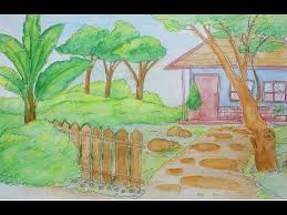 135 x 85 cm harga : Lukisan Pemandangan Sawah Padi Sekolah Rendah Cikimm Com