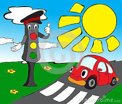 Traffic Lights With Red Car Red Car Traffic Light Vector Illustration