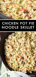This chicken pot pie soup is one of those recipes you can throw together in just about 30 minutes. Chicken Pot Pie Noodle Skillet