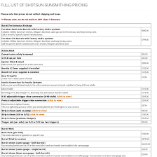 Briley Mfg Full List Of Shotgun Gunsmithing Pricing