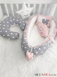 Modastra Pudra Gri Yildizli Babynest Ve Emzirme Yastigi 4lu Set Bebek Emzirme Bebek Besik Yatagi