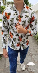 Black And White Floral Dress Shirt Mens Slim Fit Shirt White With Green And Orange Floral By Moon Rain Stylish Shirts Men Fashion Casual Outfits Mens Designer Shirts