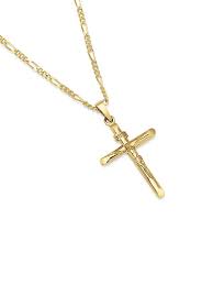 Free Shipping Buy 14k Gold Plated Sterling Silver Inri Crucifix Cross Pendant Figaro Cha Cross Pendant Necklace Woman Gold Cross And Chain Mens Cross Necklace