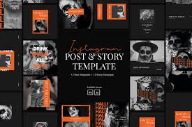 Download Halloween Party Instagram Post Story Template In Social Media Templates On Yellow Images Creative Store PSD Mockup Templates