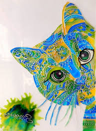 Glass Painting Of A Naughty Cat Creative Art Glass Painting Creative Art Painting