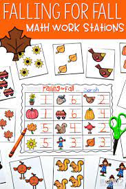 8 Math Work Stations With A Fall Theme These Stations Are About Beginning Number Concepts Numbers 1 9 Math Centers Kindergarten Math Math Centers Kindergarten