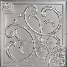 From Plain To Beautiful In Hours Lilies And Swirls 2 Ft X 2 Ft Pvc Lay In Or Glue Up Ceiling Panel In Silver 100 Sq Ft Case 204sr 24x24 25 The Home De In
