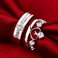 His Hers Matching Couple Sterling Silver Engagement Rings Bands Set Yoyoon 7476 Silver Engagement Rings Wedding Rings For Women Engagement Rings For Men