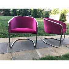 Anton Lorenz For Thonet Pink Cantilevered Chrome Barrel Back Club Chairs A Pair Chairish Club Chairs Chair Outdoor Chairs
