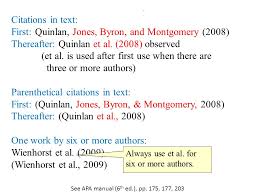 When referring to four or more authors, just as we have previously seen in apa style. Citing Sources Using Apa 6th Ed This Module Discusses Giving Credit For Ideas Words And Information Plagiarism And Self Plagiarism Paraphrasing Author Ppt Download