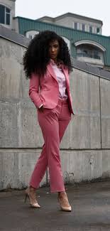 Black And Pink Suit Women Look Of The Week Pink Suit Woman Suit Fashion Black Women Fashion Pink Suit