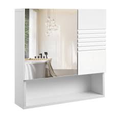 Bad hochschrank portofino 4 turig 1 schubkasten 60 cm breit weiss. Vasagle Spiegelschrank Weiss Aus Holz 54 X 15 X 55 Real De